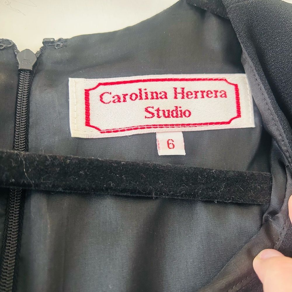 Carolina Herrera Vintage Black Cocktail Short Sleeved Sheath Dress Size 6 - Picture 3 of 7